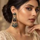 Blue & Black Meenakari Kundan Dangler Earrings