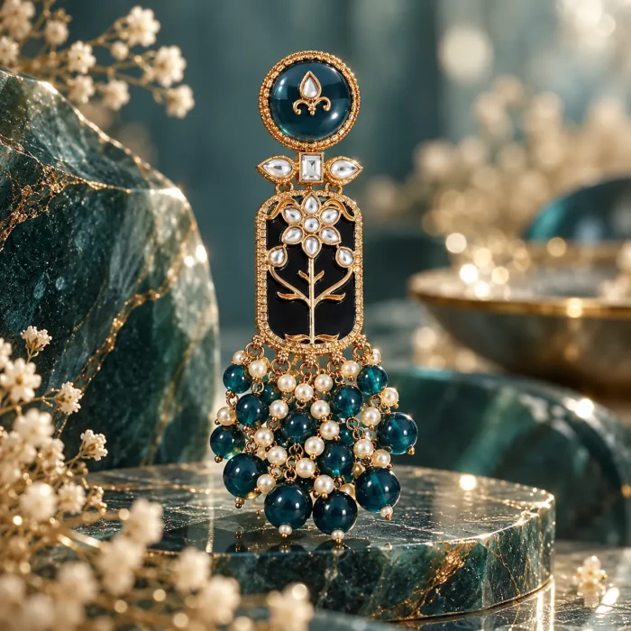 Blue & Black Meenakari Kundan Dangler Earrings Blue & Black Meenakari Kundan Dangler Earrings
