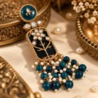 Blue & Black Meenakari Kundan Dangler Earrings